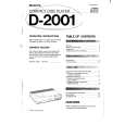SONY D-2001 Owners Manual